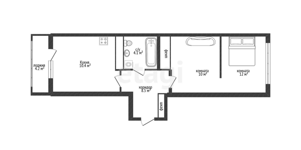 
   Продам 1-комнатную, 44.1 м², Героя Яцкова И.В. ул, 8

. Фото 2.