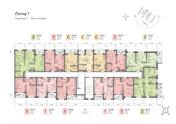 
   Продам 2-комнатную, 60.45 м², Кудухова Б.С. ул, 1

. Фото 18.