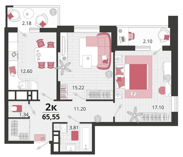 
   Продам 2-комнатную, 65.55 м², Природная ул, 10Б к23

. Фото 4.