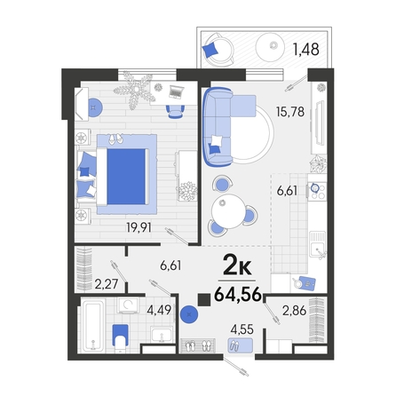 
   Продам 2-комнатную, 64.97 м², Спортивная ул, 2а лит7

. Фото 4.