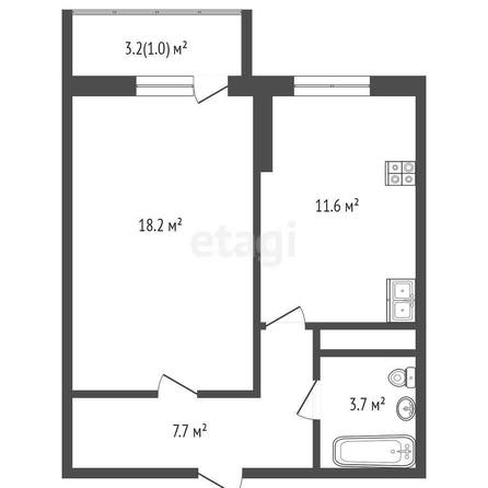 
   Продам 1-комнатную, 42 м², Гаражная ул, 87

. Фото 1.