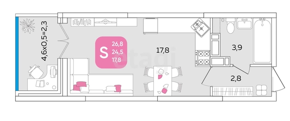 
   Продам студию, 26.9 м², Любимово мкр, 18к1

. Фото 30.