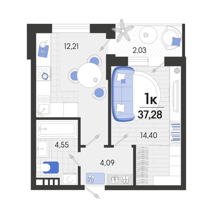 
   Продам 1-комнатную, 37.4 м², Спортивная ул, 2а лит9

. Фото 4.