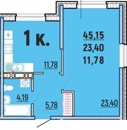 
   Продам 1-комнатную, 45.15 м², Клубный дом Агой

. Фото 1.