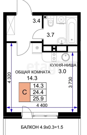 
   Продам студию, 25 м², Героя Ростовского ул, 8/7

. Фото 8.