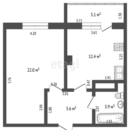 
   Продам 1-комнатную, 43.9 м², Героя Яцкова И.В. ул, 6

. Фото 29.