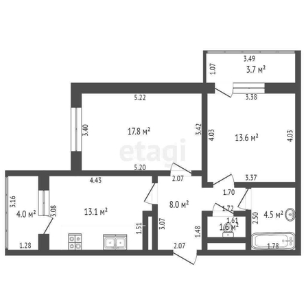 
   Продам 2-комнатную, 58.6 м², Героев-Разведчиков ул, 11/5

. Фото 1.