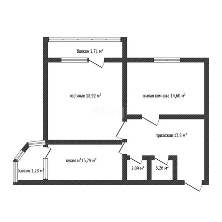 
   Продам 2-комнатную, 72.6 м², Московская ул, 112

. Фото 1.