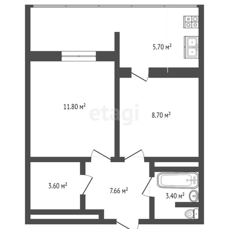 
   Продам 2-комнатную, 56 м², Гаражная ул, 87/1

. Фото 16.