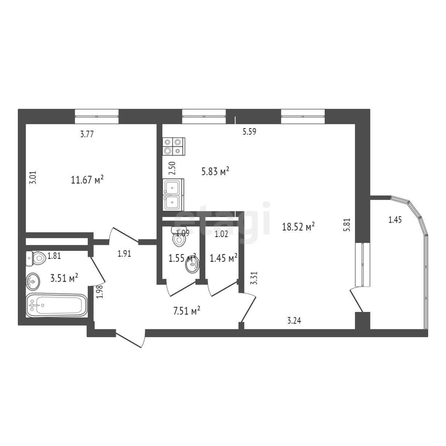 
   Продам 1-комнатную, 54.6 м², Конгрессная ул, 19/3

. Фото 32.