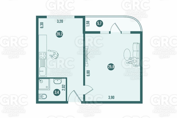 
  Продается 2-комн. квартира, 58 м², Лысая гора ул, д. 26А
. Фото 20.
