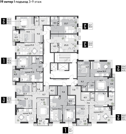 
  Продается 2-комн. квартира, 72.3 м², ЖК Парк Победы 2, литера 19
. Фото 2.