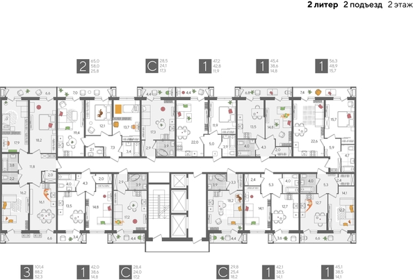 
  Продается 1-комн. квартира, 42 м², ЖК Рекорд 2, литера 2
. Фото 1.