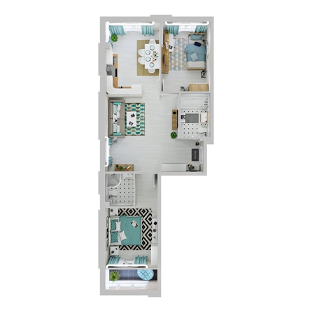 
  Продается 2-комн. квартира, 66.3 м², ЖК Зеленая территория, литера 1.1
. Фото 2.