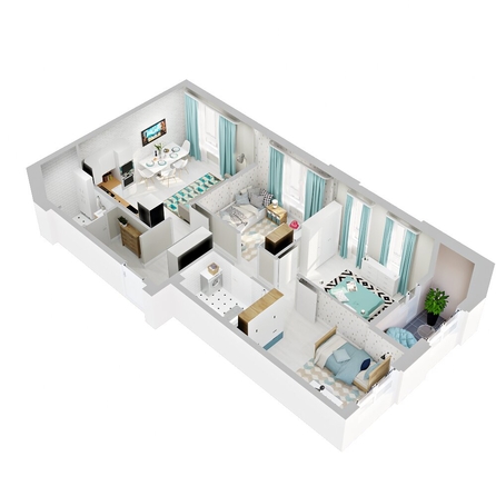 
  Продается 3-комн. квартира, 65.63 м², ЖК Зеленая территория, литера 1.2
. Фото 1.