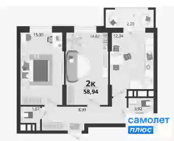 
  Продается  квартира, 58.9 м², ЖК Родные просторы, литера 20
. Фото 8.