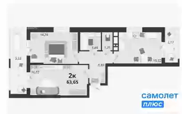 
  Продается  квартира, 63.7 м², ЖК Родные просторы, литера 20
. Фото 8.