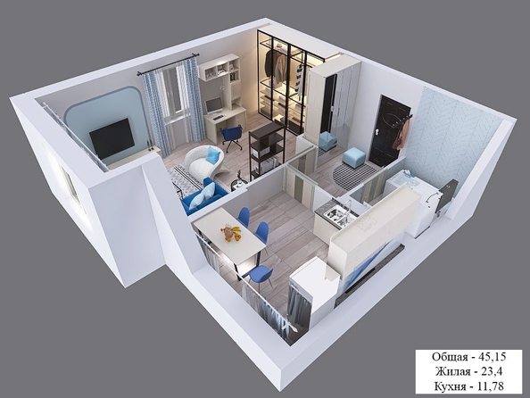 
  Продается 1-комн. квартира, 45.15 м², ЖК Клубный дом Агой
. Фото 2.