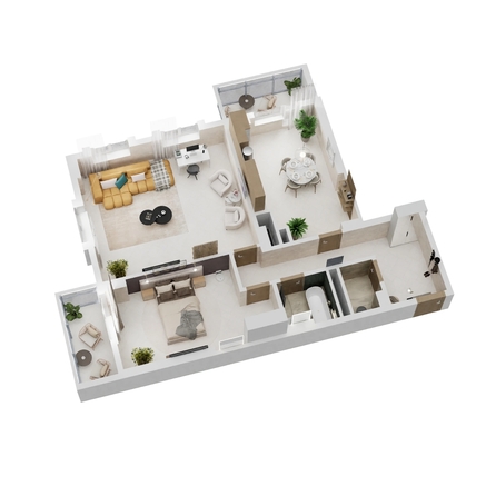 
  Продается 2-комн. квартира 90.92 м², в ЖК Золотой Берег, литер 2. Фото 2.