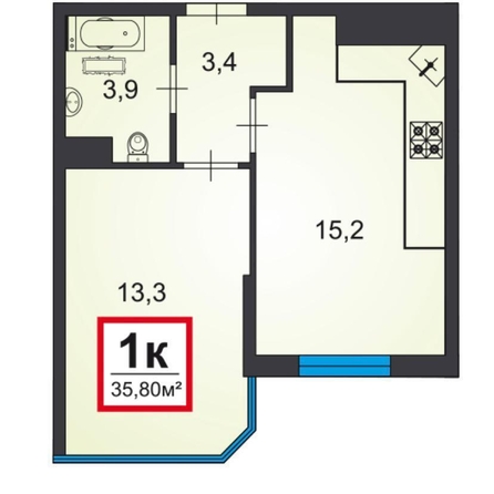 
  Продается 1-комн. квартира, 36 м², Анапское ш, д. 32к6
. Фото 10.