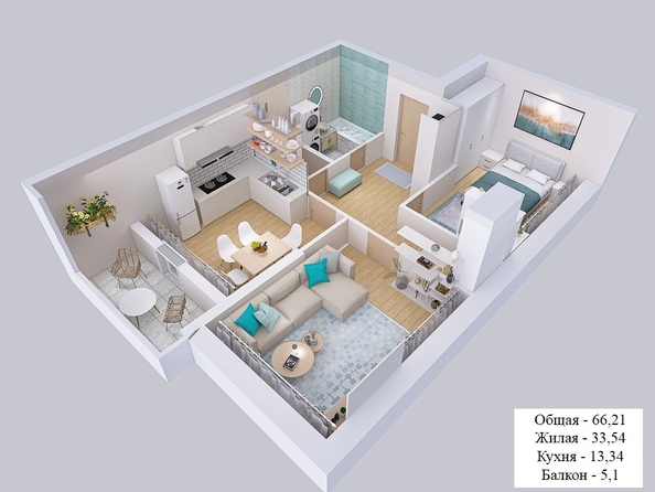 
  Продается 2-комн. квартира, 66 м², ЖК Клубный дом Агой
. Фото 2.