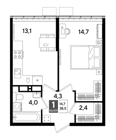 
  Продается 1-комн. квартира, 37 м², ЖК DOGMA PARK (Догма парк), литера 17
. Фото 1.