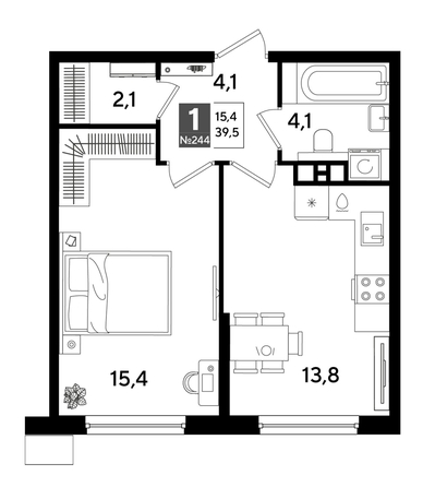 
  Продается 1-комн. квартира, 38.9 м², ЖК DOGMA PARK (Догма парк), литера 17
. Фото 1.