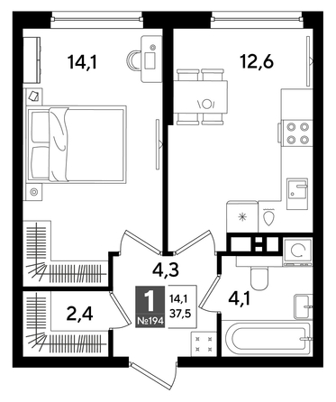 
  Продается 1-комн. квартира, 37.5 м², ЖК DOGMA PARK (Догма парк), литера 15
. Фото 1.