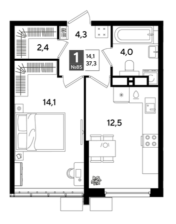 
  Продается 1-комн. квартира, 36.7 м², ЖК DOGMA PARK (Догма парк), литера 19
. Фото 1.
