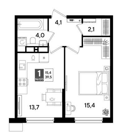 
  Продается 1-комн. квартира, 38.7 м², ЖК DOGMA PARK (Догма парк), литера 17
. Фото 1.