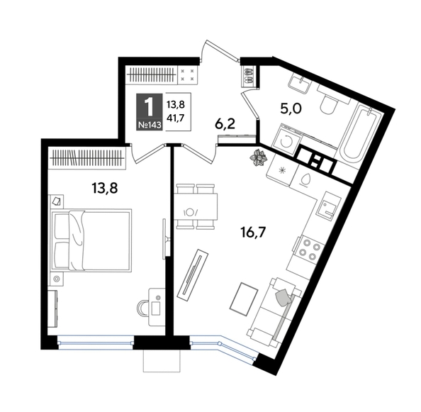 
  Продается 1-комн. квартира, 41.7 м², ЖК DOGMA PARK (Догма парк), литера 13
. Фото 1.