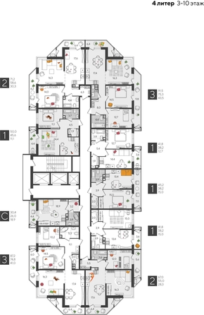 
  Продается 3-комн. квартира, 91.5 м², ЖК Рекорд 2, литера 4
. Фото 2.