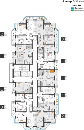 
  Продается 1-комн. квартира, 50 м², ЖК Рекорд 2, литера 4
. Фото 2.