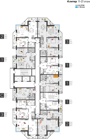 
  Продается 3-комн. квартира, 91.1 м², ЖК Рекорд 2, литера 4
. Фото 2.