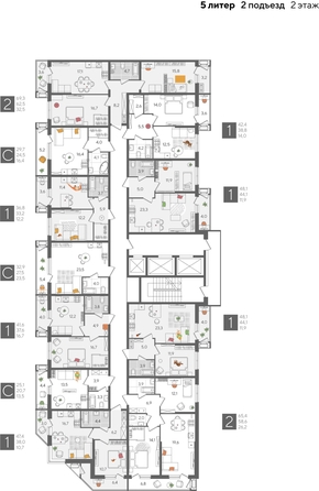 
  Продается 1-комн. квартира, 48.1 м², ЖК Рекорд 2, литера 5
. Фото 2.