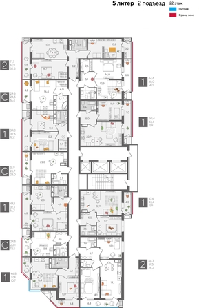 
  Продается 1-комн. квартира, 50.4 м², ЖК Рекорд 2, литера 5
. Фото 2.