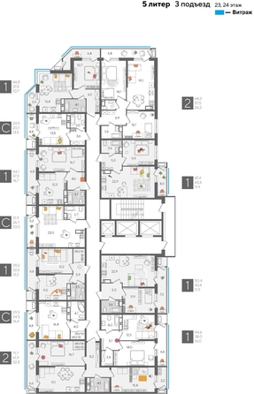 
  Продается 2-комн. квартира, 71.7 м², ЖК Рекорд 2, литера 5
. Фото 2.
