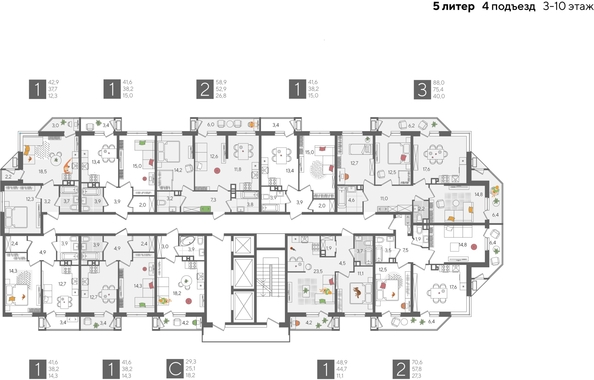 
  Продается 3-комн. квартира, 88 м², ЖК Рекорд 2, литера 5
. Фото 2.