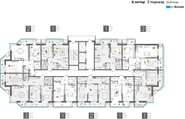 
  Продается 2-комн. квартира, 70 м², ЖК Рекорд 2, литера 6
. Фото 2.