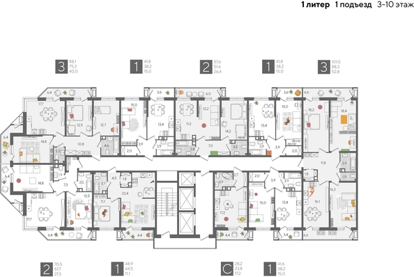 
  Продается 2-комн. квартира, 57.6 м², ЖК Рекорд 2, литера 1
. Фото 2.