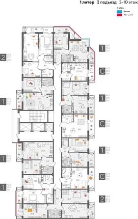 
  Продается 2-комн. квартира, 68.9 м², ЖК Рекорд 2, литера 1
. Фото 2.