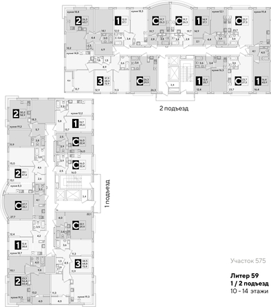 
  Продается 3-комн. квартира, 72.9 м², ЖК Самолет, литера 59
. Фото 2.