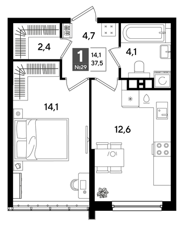 
  Продается 1-комн. квартира, 37.5 м², ЖК DOGMA PARK (Догма парк), литера 16
. Фото 1.