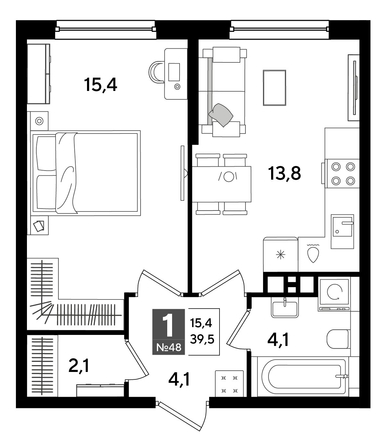 
  Продается 1-комн. квартира, 39.5 м², ЖК DOGMA PARK (Догма парк), литера 16
. Фото 1.