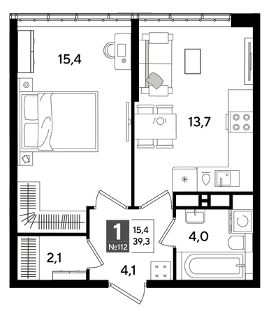 
  Продается 1-комн. квартира, 39.3 м², ЖК DOGMA PARK (Догма парк), литера 16
. Фото 1.