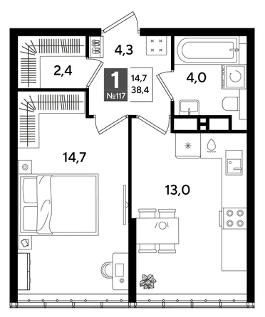 
  Продается 1-комн. квартира, 38.4 м², ЖК DOGMA PARK (Догма парк), литера 16
. Фото 1.