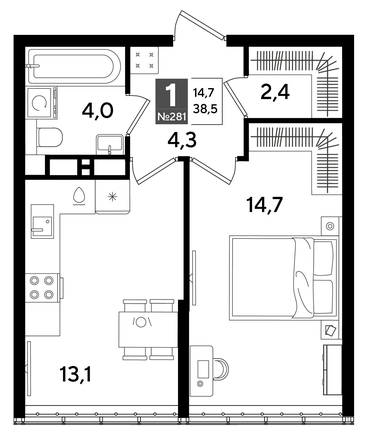 
  Продается 1-комн. квартира, 38.5 м², ЖК DOGMA PARK (Догма парк), литера 16
. Фото 1.