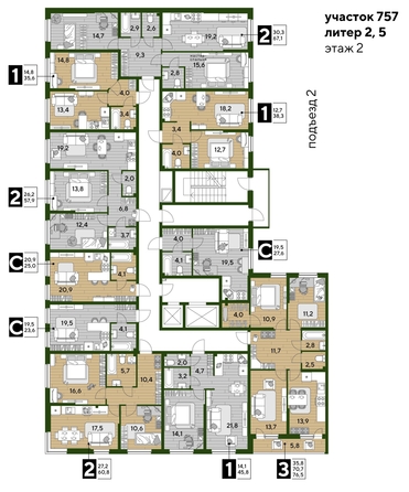 
  Продается 3-комн. квартира, 76.5 м², ЖК DOGMA PARK (Догма парк), литера 22
. Фото 2.