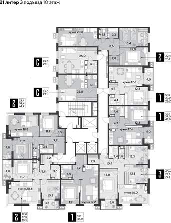 
  Продается 3-комн. квартира, 79.4 м², ЖК Парк Победы 2, литера 21
. Фото 2.