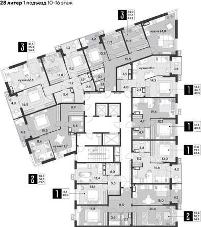 
  Продается 3-комн. квартира 94.3 м², в ЖК Парк Победы 2, литера 28. Фото 4.